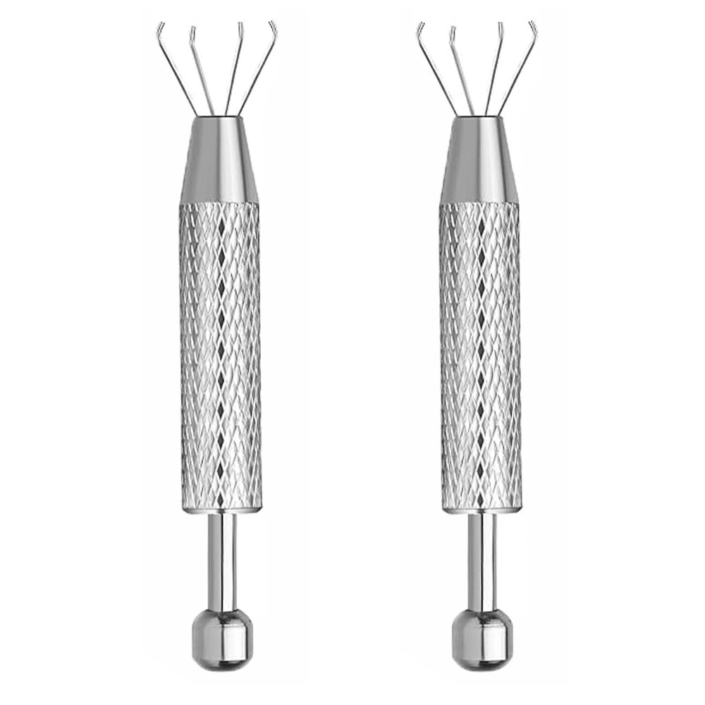 BE-TOOL 2 Pcs Piercing Ball Grabber Tool, Stainless Steel Pearl Grabber Pick Up Tool with 4 Prongs for Tiny Objects Icchips Electronic Components