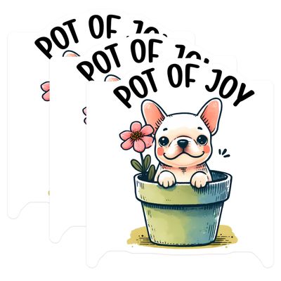 (3 Pack) French Bulldog Decals - Puppy in Pot - Dog Lover Decals - 3 Inches On Longest Side - Easy Peel & Apply - Made in USA - 3MCS2402