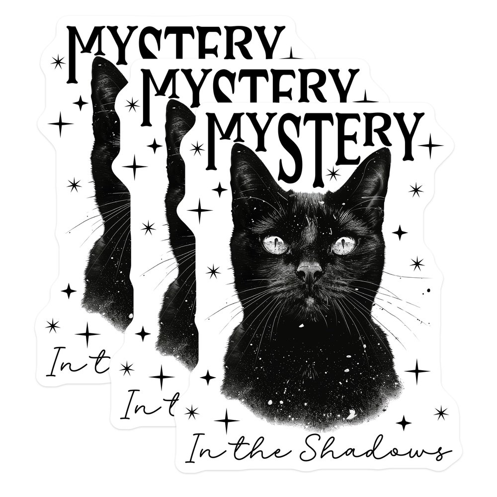(3 Pack) Black Cat Decals - Mystery in Shadows - Laptop Decals - Halloween Sticker - Witchy Decor - 3 Inches On Longest Side - Easy Peel & Apply - Made in USA - 3MCS2315