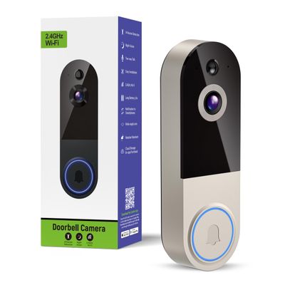 LensGlit 720p Wireless Video Doorbell Camera with AI Human Detection, 2-Way Audio, Night Vision, Cloud Storage, Real-Time Alerts, 2.4G Wi-Fi Only (Linen)
