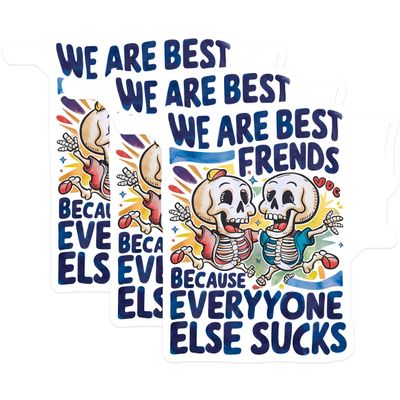 (3 Pack) Best Friends Skeleton Decals - Funny Skeletons - Best Friend Decal - 3 Inches On Longest Side - Easy Peel & Apply - Made in USA - 3MCS2459