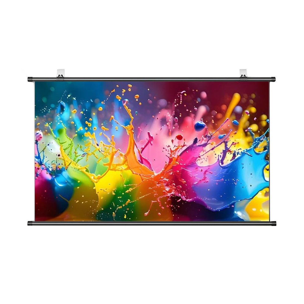 60" 72" Home Theater Projector Screen Manual Pull Down Projection Movie Screen 4K HD 4:3 16:9 Double Sided, Light-Resistant, Wall Mount(60inch(4:3))