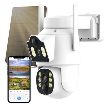 Dual Lens Solar Security Cameras Wireless Outdoor 4MP,360 PTZ View 2.4G/5G WiFi Home Security Camera Outside Solar Powered,PIR Motion Detection,Color Night Vision 2-Way Audio,IP66 No Subscription