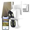 Dual Lens Solar Security Cameras Wireless Outdoor 4MP,360 PTZ View 2.4G/5G WiFi Home Security Camera Outside Solar Powered,PIR Motion Detection,Color Night Vision 2-Way Audio,IP66 No Subscription view 1