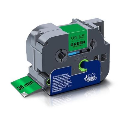 36mm Laminated Label Tape TZe-261 1 Piece Compatible with TZe TZ Tape TZe261 TZ-261 for Label Printer Machine(Black on Green)