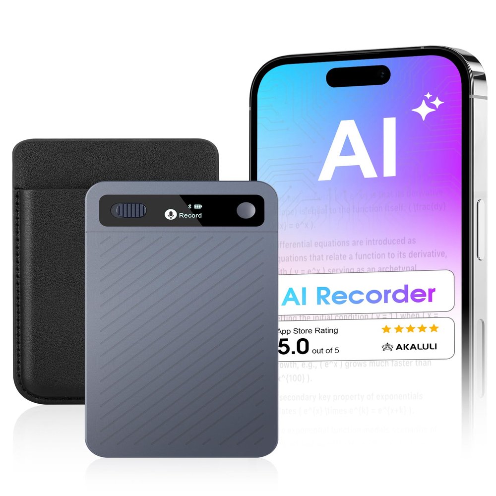 AI Voice Recorder with Transcribe Summarize: AI Noise Reduction Speaker Separation App Control 118 Languages 64GB Storage - AI Notetaker for Students Managers - Meetings Lectures Interviews