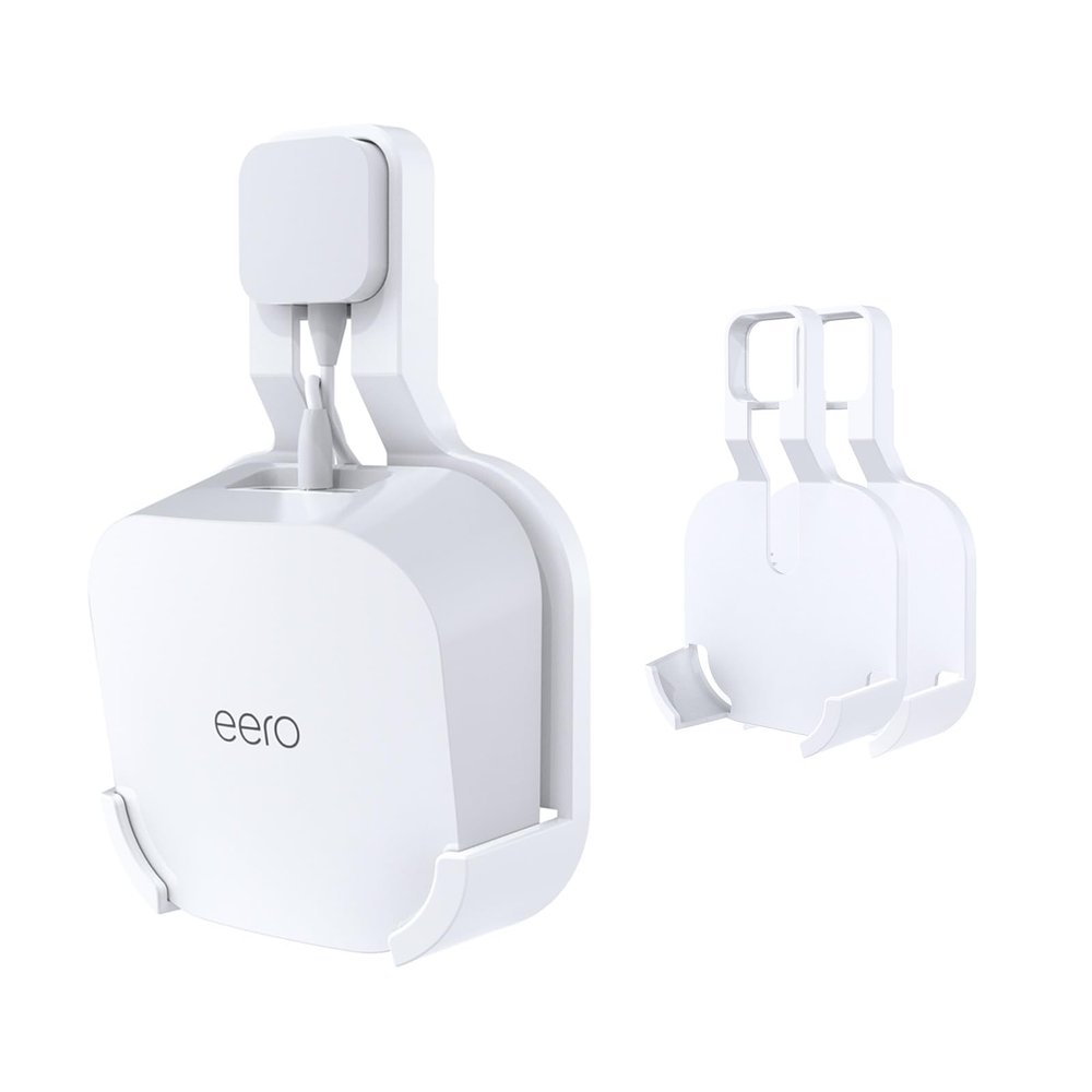 Outlet Wall Mount for eero 7, No-Drill Plug Adapter with Hidden Cable Management, Space-Saving for Dual-Band Mesh System (2 Pack)