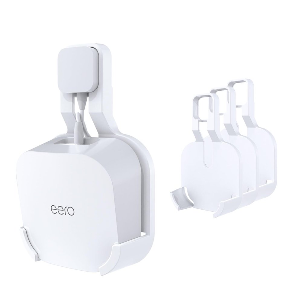 Outlet Wall Mount for eero 7, No-Drill Plug Adapter with Hidden Cable Management, Space-Saving for Dual-Band Mesh System (3 Pack)