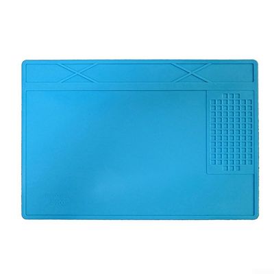 A-200 Soldering Mat Heat Resistant Silicone Work Pad Anti-Static Electronics Repair Station Kit for Phone Watch Computer DIY Projects 31x21cm Blue