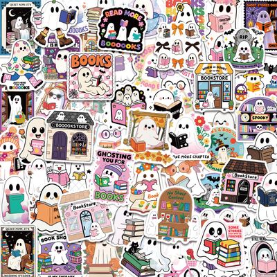 100PCS Book Stickers for Kindle Ghost Bookish Stickers Reading Book Lover Stickers for Kids Booktok Sticker Pack for Adult