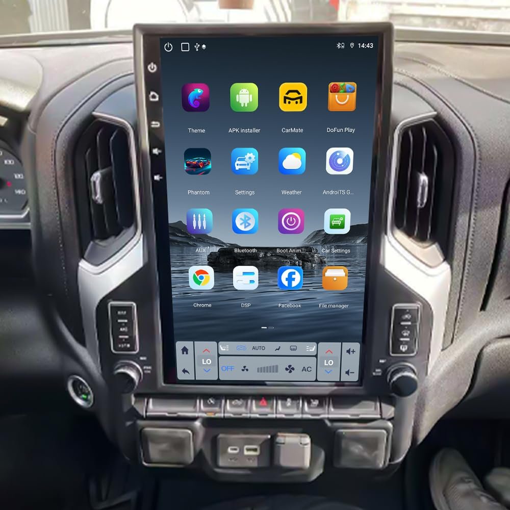 17" Qualcomm Android 13 Car Radio for Chevrolet Silverado GMC Sierra 2019-2023 Stereo Upgrade Tesla Style Dash IPS Touch Screen GPS Navigation Head Unit Audio Multimedia Player(8+128GB)