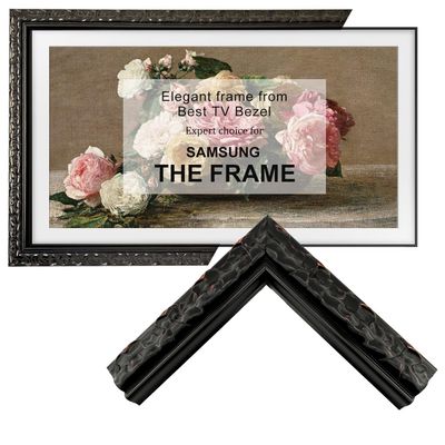 Stylespace Black TV frame 55" (Baroque Noir, 55-LS03) - Compatible ONLY with Samsung The Frame TV and Pro TVs (Fits 2021-2026, LS03A, LS03B,LS03C,LS03D,LS03FA,LS03FW)