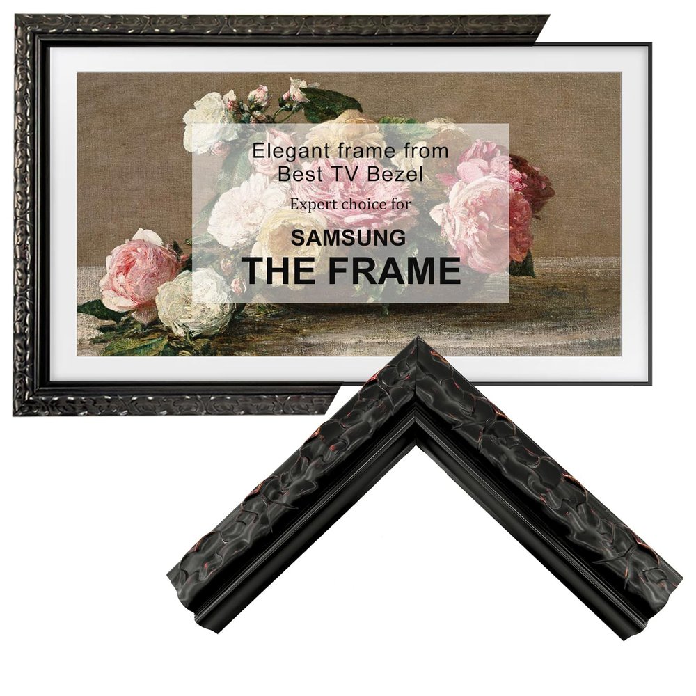 Stylespace Black TV frame 43" (Baroque Noir, 43-LS03) - Compatible ONLY with Samsung The Frame TV and Pro TVs (Fits 2021-2026, LS03A, LS03B,LS03C,LS03D,LS03FA,LS03FW)