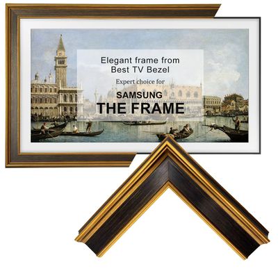 Stylespace Gold&Black TV frame 65" (Gilded Noir, 65-LS03) - Compatible ONLY with Samsung The Frame TV and Pro TVs (Fits 2021-2026 models, 65LS03A/B/C/D/FA/FW/HE/HW)