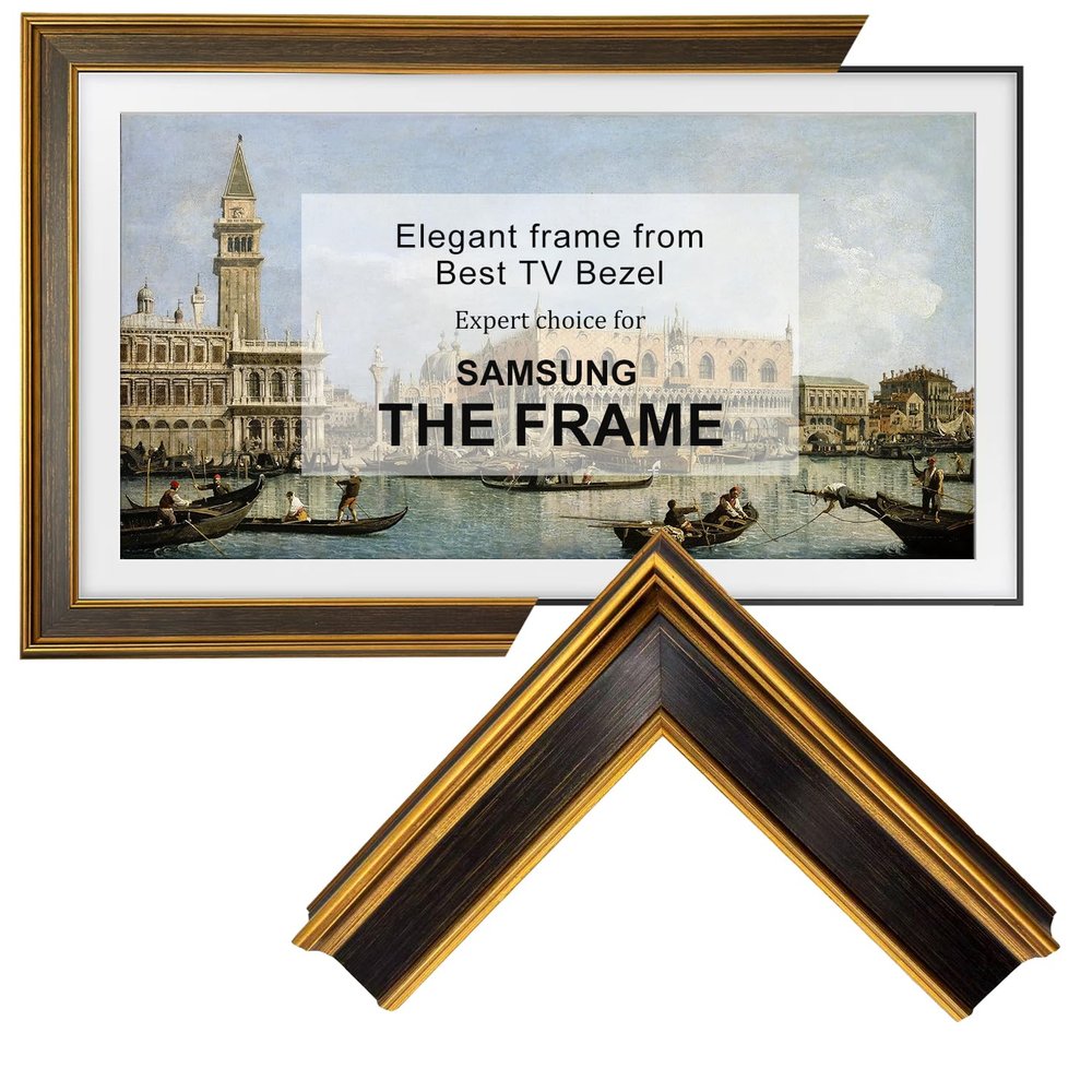 Stylespace Gold&Black TV frame 65" (Gilded Noir, 65-LS03) - Compatible ONLY with Samsung The Frame TV and Pro TVs (Fits 2021-2026 models, 65LS03A/B/C/D/FA/FW/HE/HW)