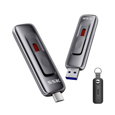 SSK 256gb Flash Drive,up to 560 MB/s Read Speed SSD External Hard Drive,Fast Pendrive with Sliding Dual USB 3.2 Thumb Drive Type-c +A?Photo Stick for iPhone 15/16/17/Android/Windows/Tablet/TV