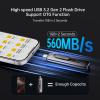 SSK 256gb Flash Drive,up to 560 MB/s Read Speed SSD External Hard Drive,Fast Pendrive with Sliding Dual USB 3.2 Thumb Drive Type-c +A?Photo Stick for iPhone 15/16/17/Android/Windows/Tablet/TV view 4