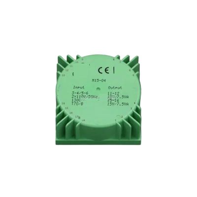 1PCS 15VA Green Square 15W Sealed toroidal Transformers M15-04 Output Voltage AC Dual 15V(2 * 15V)