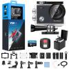 AKASO V50X Native 4K30fps WiFi Action Camera with EIS Touch Screen 4X Zoom 131 feet Waterproof Camera Support External Mic Remote Control with Helmet Accessories (with 256GB MicroSD Card) view 1