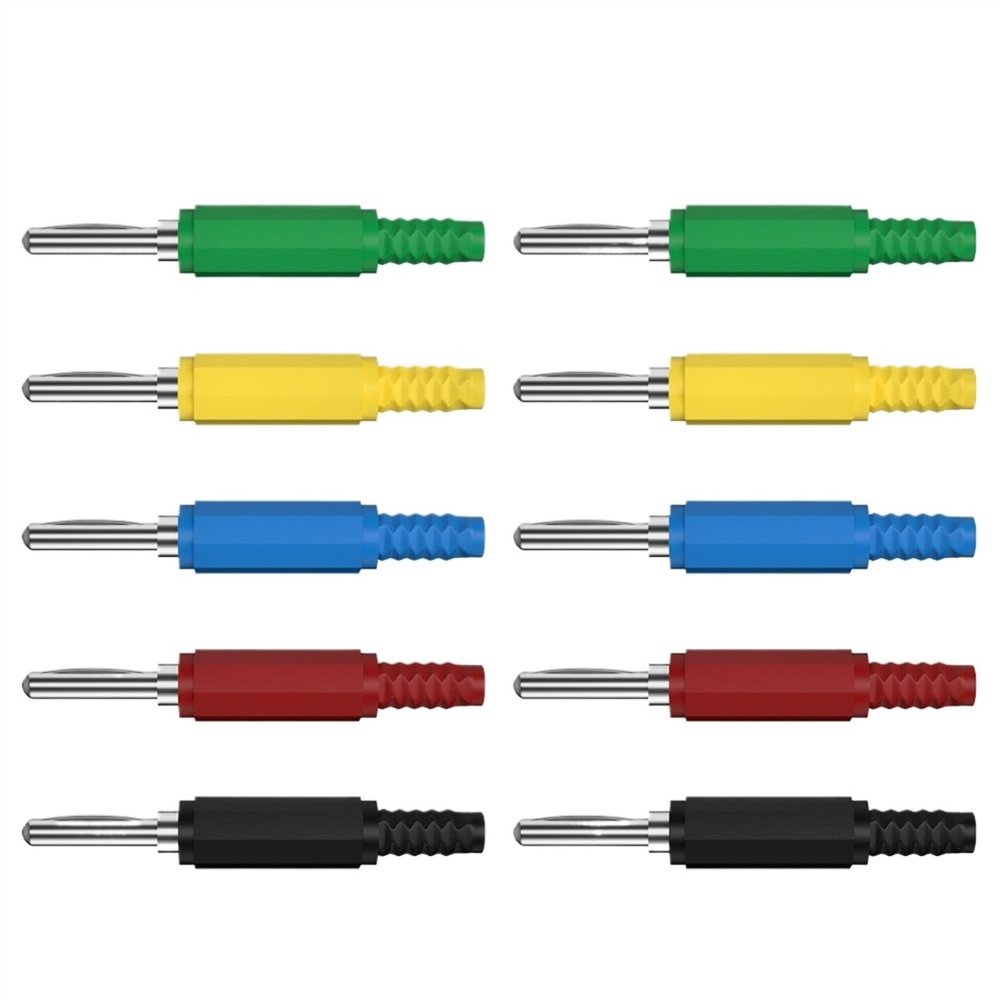 10PCS 4MM Copper Nickel Plated Banana Can be Connect Test Probes for Speaker AmplifierJ.10023(5 red 5 Black)