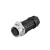 9-pin M16 size power signal connector female base waterproof IP67 view 1