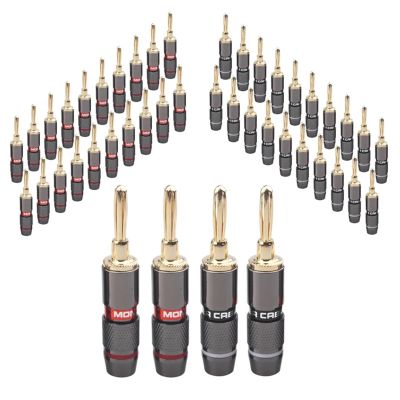 10pcs/5pairs Gold Plated Pure Copper Banana Plugs Speaker Adapter Screw Speaker Audio Connectors(10 Black)