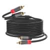 Cyberguys! RCA Audio Cable, 2RCA to 2 RCA Cables Car Audio Male to Male, Shielded Cables with Braided Jacket and Gold-Plated Connectors  for Home Theater, Car, Amplifier, Speaker, 15ft view 1