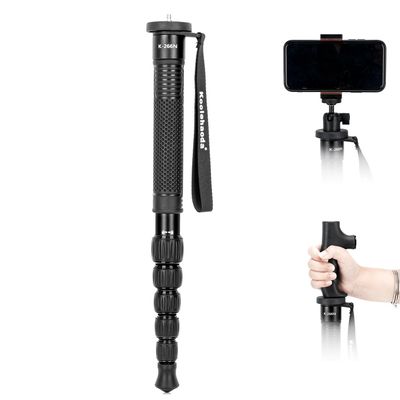 Koolehaoda Camera Monopod, 63" Aluminum Portable Travel Monopod Photography Stick with Phone Stand Walking Stick Handle for Canon, Nikon, Sony, Video Camcorder, DSLR, Easy to Carry