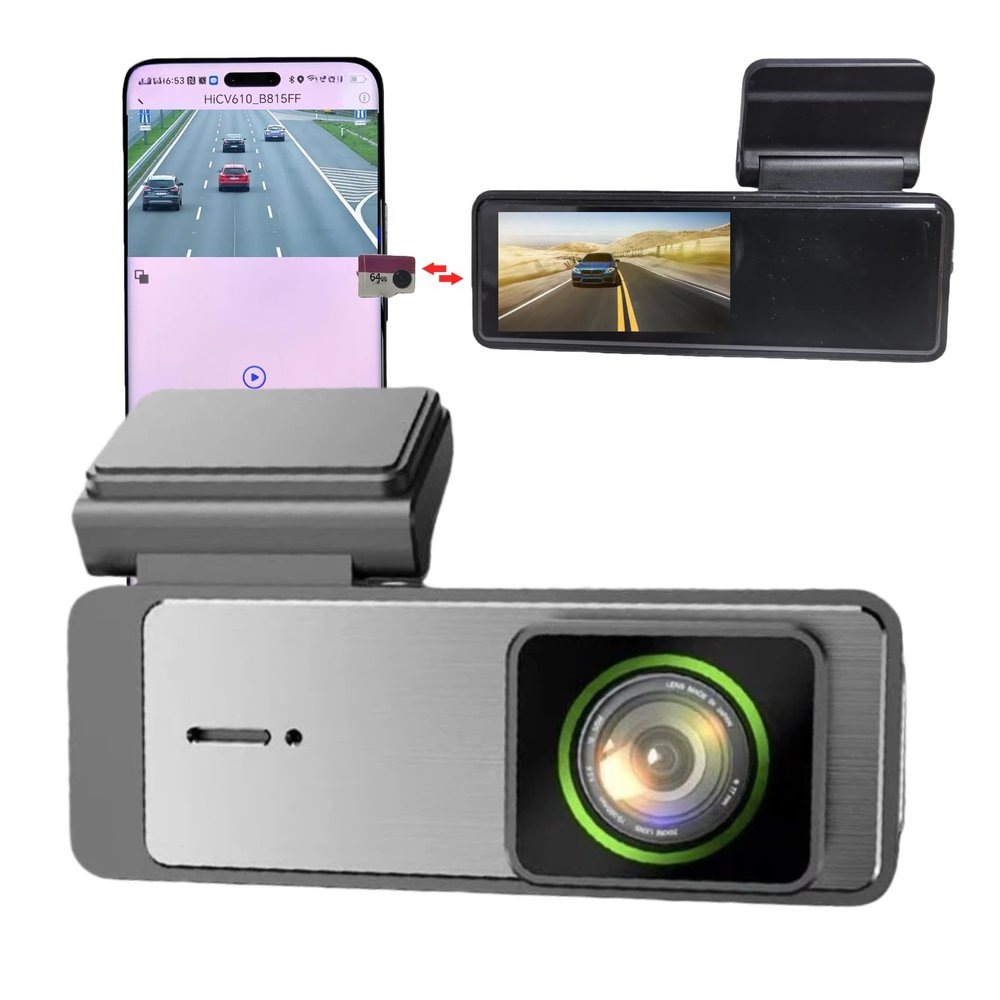 1296P/Front dashcam, 1.97-inch Touch Screen, 64GB Memory Card, in-car Camera, 145 Wide-Angle, Night Vision, Emergency Lock, Loop RecordingSupport 128GB Max