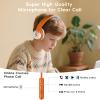Candy Bila Kids Headphones, Wired Headphones for Kids Over Ear with Microphone, 85/94dB Volume Limiter Headphone for Girls Boys, Foldable Headphone for Learning & Entertainment, White and Orange view 4