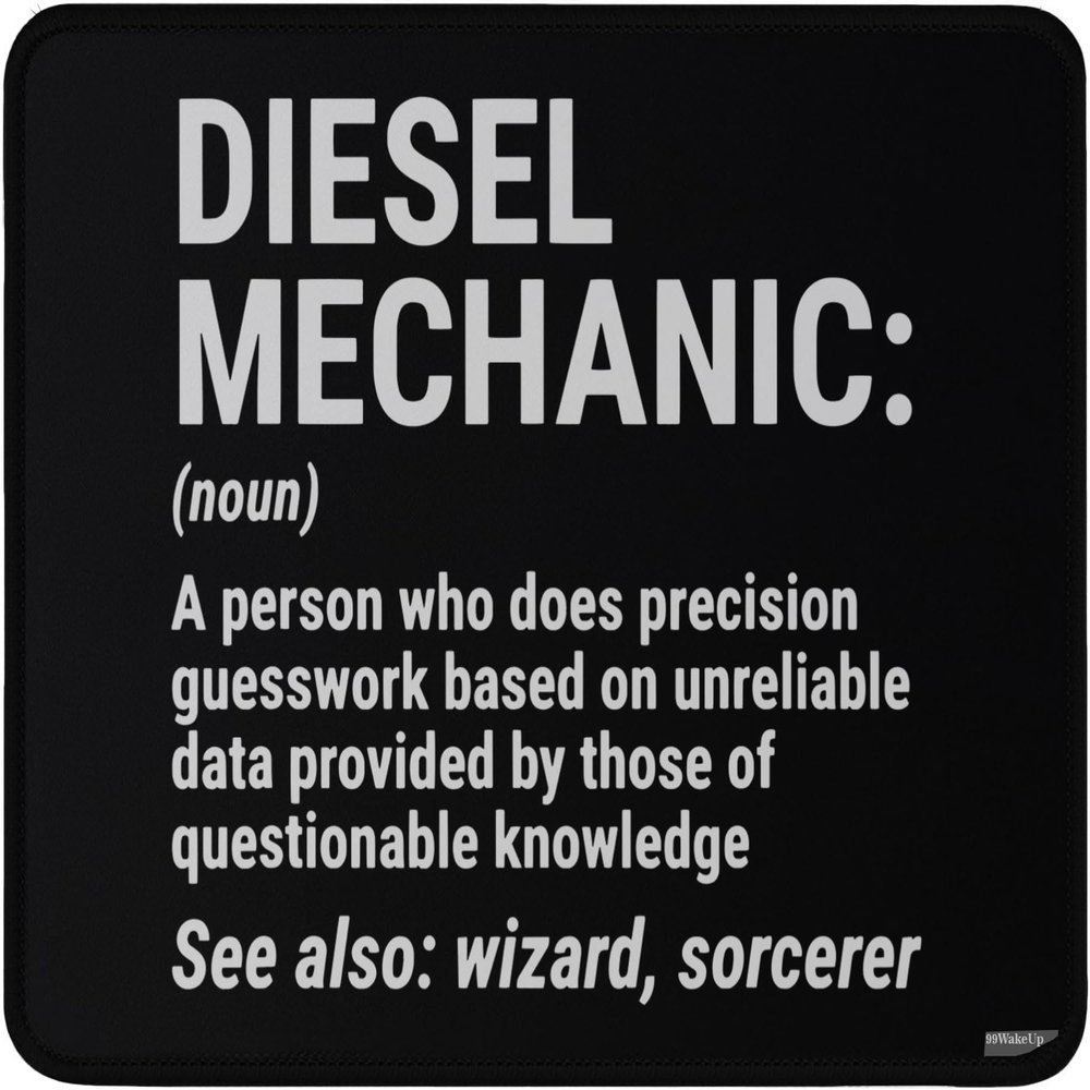 Diesel Mechanic Funny Definition Mouse Pad, Black, Anti-Slip Rubber Base, Washable, 9.5x7.9 Inches Mechanical Engineering Mousepad