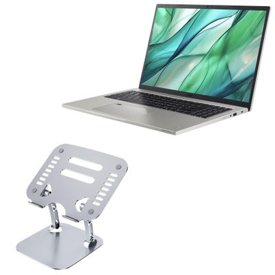 BoxWave Stand and Mount Compatible with Acer Aspire Vero 16 - Executive VersaView Stand, Ergonomic Adjustable Viewing Angle Metallic Riser - Metallic Silver