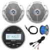 JBL PRV-175 Marine Gauge Hole Mount USB Bluetooth AM/FM Digital Stereo Receiver, 6.5" 180 Watt Max Power Dual Cone White Audio Speakers, Wire (Pair, Bulk Packaging), USB/AUX Adapter, Antenna view 1