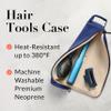 KUSSHI Travel Hair Tools Case - Heat Resistant, Machine Washable Neoprene Hair Accessories Case For Hot Tools, Flat Irons and Airwrap-Style Tools (Navy/Khaki) view 2