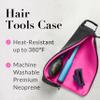 KUSSHI Travel Hair Tools Case - Heat Resistant, Machine Washable Neoprene Hair Accessories Case For Hot Tools, Flat Irons and Airwrap-Style Tools (Black/Pink) view 2