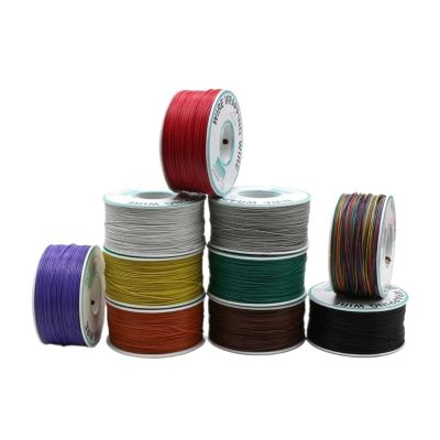 DOUDOUSUN Wires and Cables 250m/roll 30AWG UL1423 Colored Insulation Cable Copper Core Test Wrapping Wire Tinned Copper PCB Solid Wire Line Wires and Cables(Red,1 ROLL_30AWG)