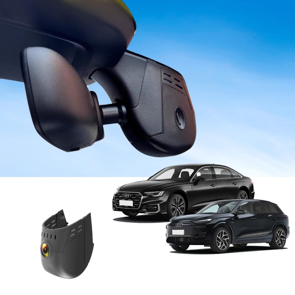 Audi Dash Cam for 2019-2024 A3-8/Q3/Q5/Q7/Q8/TT/e-tron, Audi Wireless Dash Camera with OEM Style, Night Vision, HDR, WiFi & App, Parking Mode, Plug and Play, 64GB Card, Beige