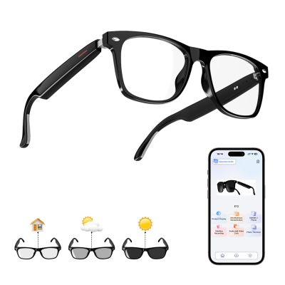 AI Translation Smart Glasses with Chat GPT for Men and Women, Bluetooth Sunglasses with Translator 164 Languages and Color-Change Lens, Music Playback & Hands-Free Calls, UV & Blue Light Protection