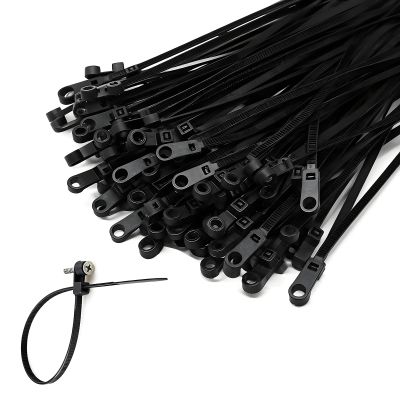 Aroono 250 PCS 8-Inch Black Mountable Cable Ties with Screw Holes, Heavy Duty Nylon Zip Ties 50lbs Load Capacity for Home, Office, Workshop Organization