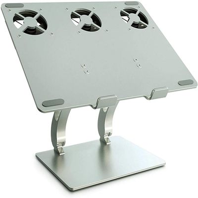 Adjustable Laptop Stand, Recliner Aluminum Alloy Laptop Stand Adjustable Height Angle Laptop Holder with Cooling Fan Compatible with 11'' -17'' Tablets Notebook(Rose Gold)
