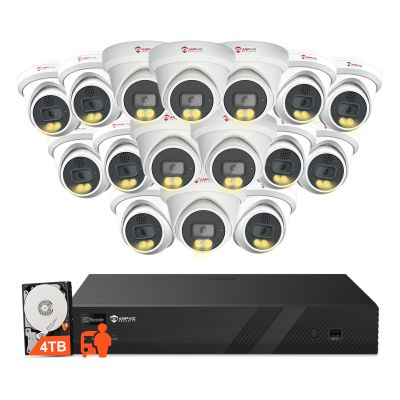 Anpviz 16CH 4K PoE Security Camera System, 16pcs 8MP Wired PoE IP Cameras with Two Way Audio, 100FT Smart Color Night Vision, Human Vehicle Detection, 4K/8MP 16CH NVR Pre-Installed 4TB HDD (U Series)