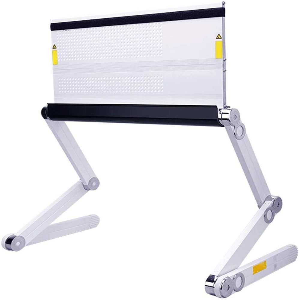Adjustable Laptop Stand, Recliner Aluminium Computer Holder Ventilated Laptop Stand Collapsible Ergonomic Adjustable Height Angle for Sofa Bed Desk, Compatible with 11'' -15.6''(White)