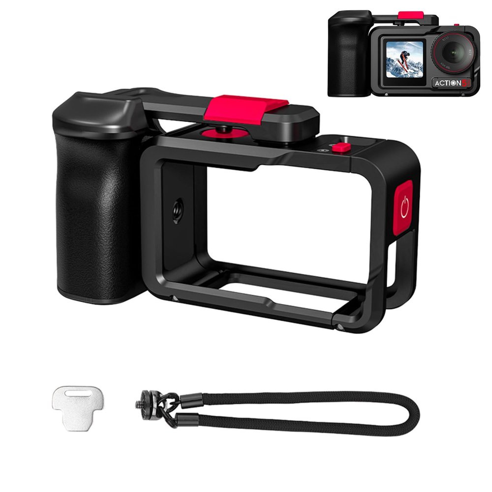 SZZCNOX Full Camera Cage fits for DJI Action 4/3/5 PRO, Aluminum Metal Protective Frame for DJI Osmo Action 4/3/5 Pro Camera Accessories, Rabbit Housing Case with 1/4" Thread Hole & Cold Shoe Mount