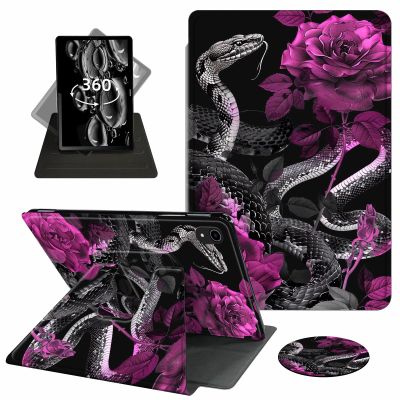ACWDMKH Case for iPad (A16) 11th Generation 11 Inch 2025,for iPad 11th Generation Case,360 Degree Rotating Swivel PU Leather Slim Stand Flip Folio Cover with Auto Wake/Sleep,Snake Purple Flower