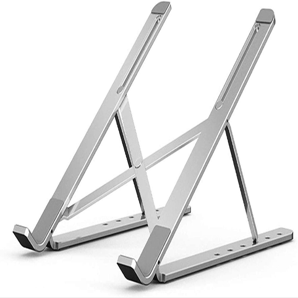 Adjustable Laptop Stand, Recliner Notebook Computer Stand with 6 Angles Height Aluminum Alloy Laptop Holder Foldable Ergonomic for Tablets MacBook IPad Compatible with 11'' -17''(Silver)