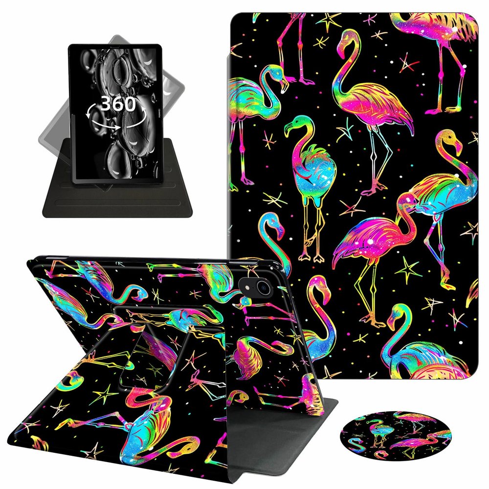 ACWDMKH Case for iPad (A16) 11th Generation 11 Inch 2025,for iPad 11th Generation Case,360 Degree Rotating Swivel PU Leather Slim Stand Flip Folio Cover with Auto Wake/Sleep,Glitter Flamingo