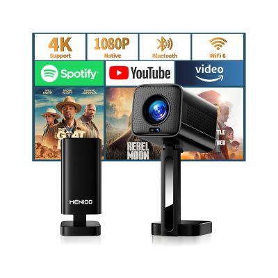 4K Mini Projector 2026 Upgraded Support Native 1080P FHD, Smart Projector [Built-in Apps] with WiFi and Bluetooth, Real-Time Auto Focus & Keystone Correction Supports TV Stick/iPad/Laptop/HDMI - Black