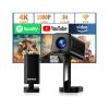 4K Mini Projector 2026 Upgraded Support Native 1080P FHD, Smart Projector [Built-in Apps] with WiFi and Bluetooth, Real-Time Auto Focus & Keystone Correction Supports TV Stick/iPad/Laptop/HDMI - Black view 1