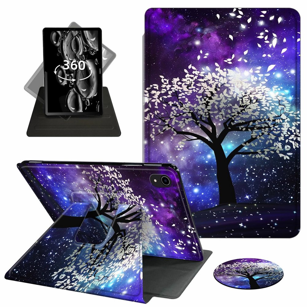 ACWDMKH Case for iPad (A16) 11th Generation 11 Inch 2025,for iPad 11th Generation Case,360 Degree Rotating Swivel PU Leather Slim Stand Flip Folio Cover with Auto Wake/Sleep,Purple Glitter Tree