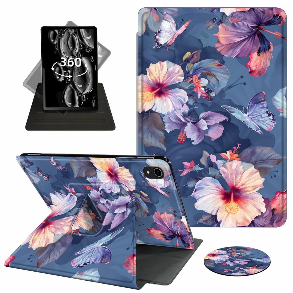 ACWDMKH Case for iPad (A16) 11th Generation 11 Inch 2025,for iPad 11th Generation Case,360 Degree Rotating Swivel PU Leather Slim Stand Flip Folio Cover with Auto Wake/Sleep,Floral Flower